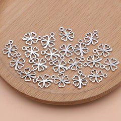 20Pcs Lucky Clover Charms Silver Plated DIY Pendants
