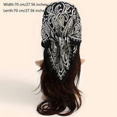 Boho Paisley Printed Square Scarf Silk Feeling Headscarf 70x70cm