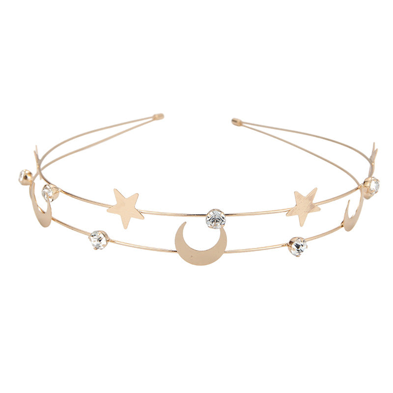 Rhinestone Crystal Headband Butterfly Moon Star Double Metal Headband