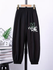 Teen Casual Letter Graphic Print Pants