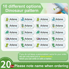 Custom Dinosaur Embroidered Name Stickers Waterproof Medium Size 4-6x1