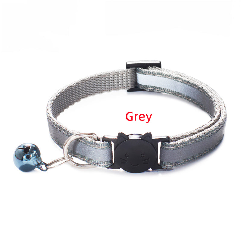 Reflective Pet Collar for Cats and Small Dogs, Safety Buckle, Bell