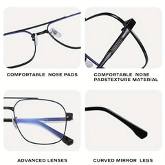 Retro Double Beam Men's Anti Light Business Glasses