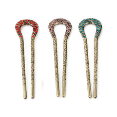 Vintage Golden Rhinestone Hairpin for Hanfu Updo