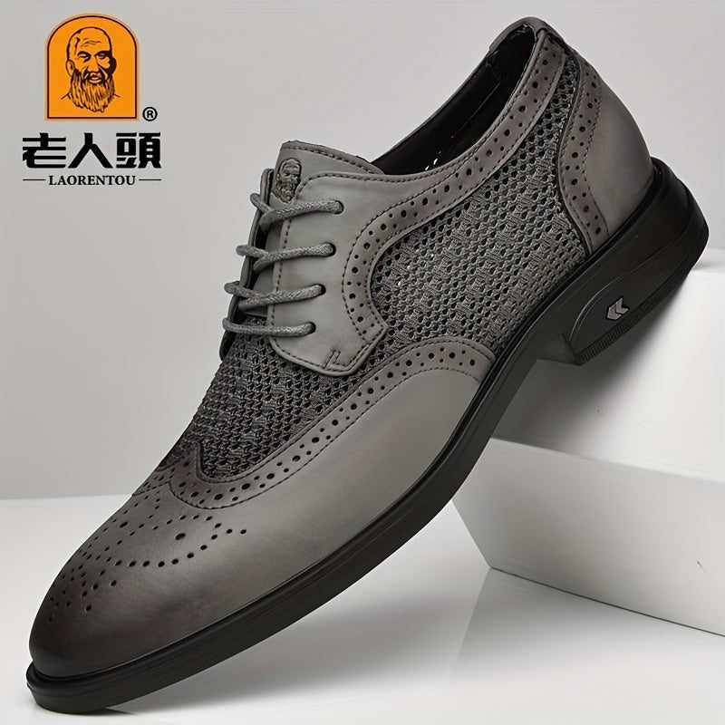 LAORENTOU Men's Brogue Mesh Dress Shoes - Wedding Business Party