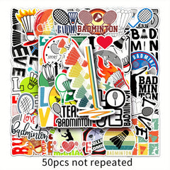 50pcs Badminton Graffiti Stickers DIY Waterproof Luggage Stickers