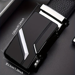 Men's Faux Leather Automatic Buckle Business Belt - 47inch