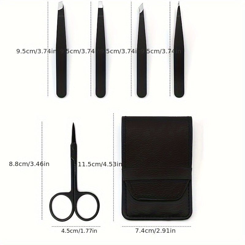 6 Pack Stainless Steel Tweezers For Eyebrows