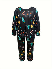  Snowflake & Lollipop Print Lounge Set - Top & Pants