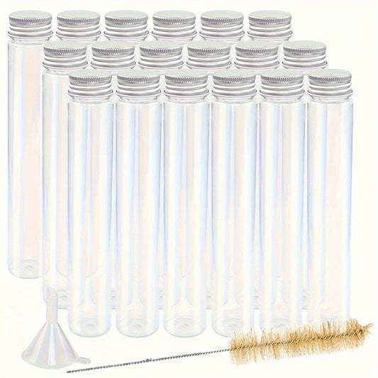 18pcs 115ml Transparent Plastic Test Tubes With Screw Caps and Funnels