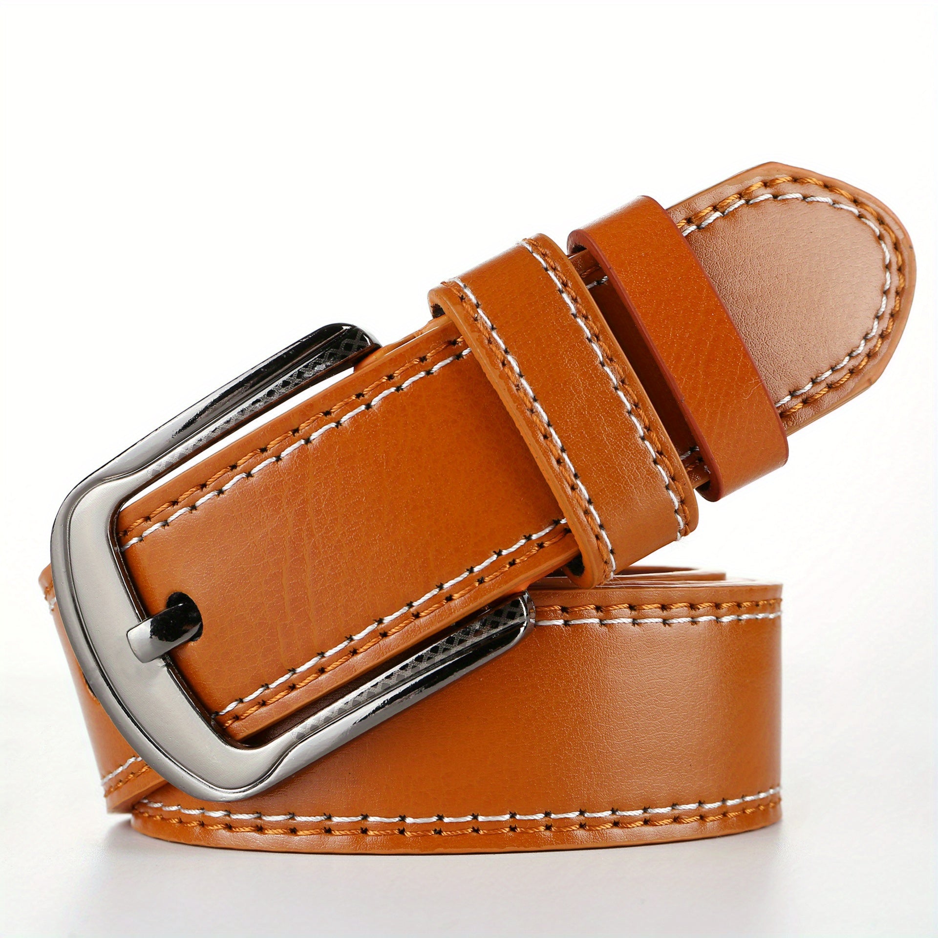 Men's Retro PU Leather Belt Business Casual Pants
