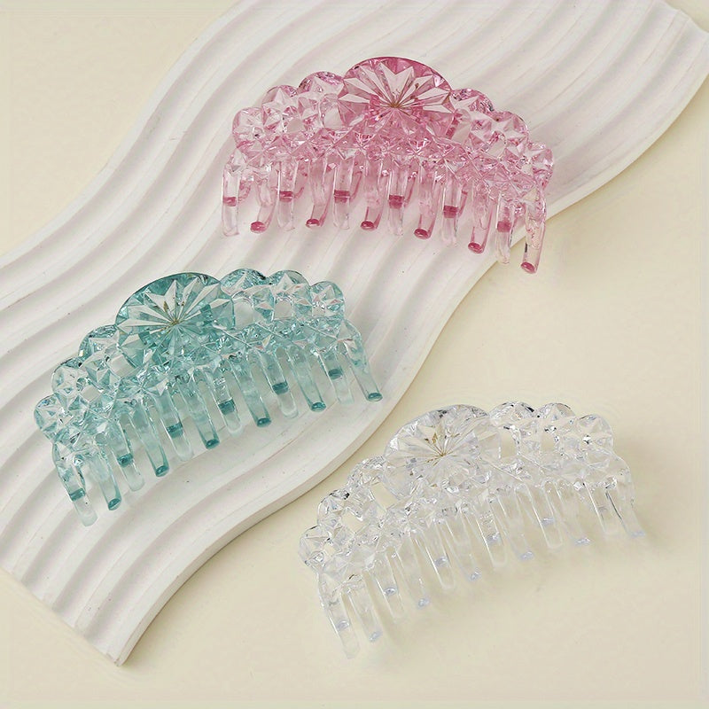 6pcs Glitter Crystal Hair Claw Nonslip Ponytail Holder Shark Claw