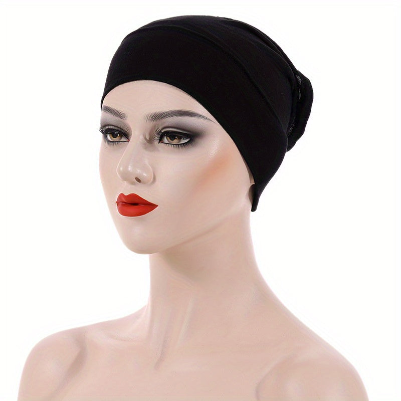 Soft Inner Hijab Hat Women Turban Cap Solid Head Wraps Breathable Underscarf