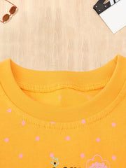 Girls Cartoon Pattern Embroidered Long Sleeve T-Shirt