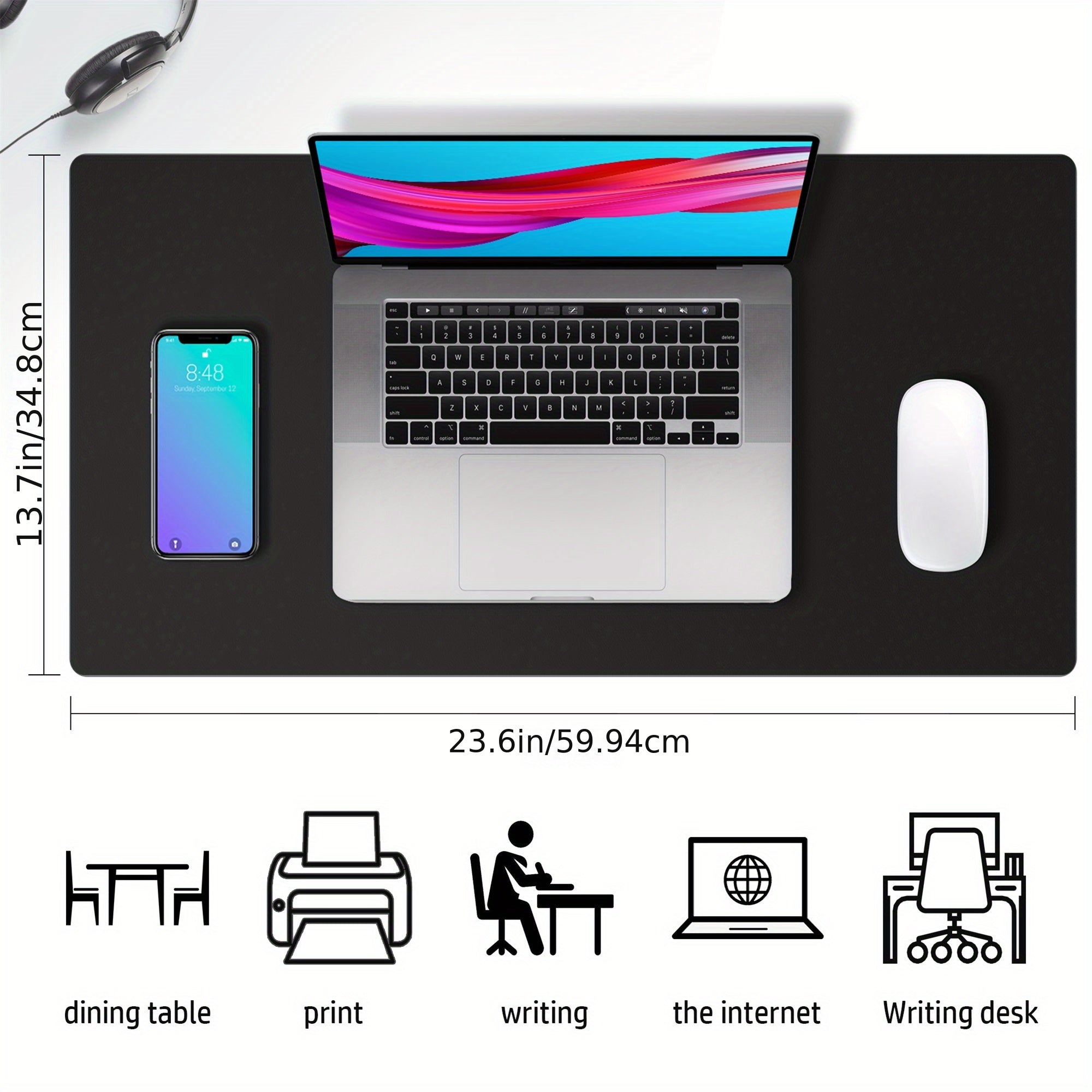 Leather Desk Pad Protector Mouse Pad Office Desk Mat Non Slip Waterproof