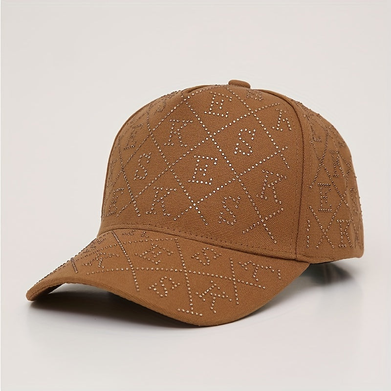 Rhinestone Letter Decor Baseball Cap Cotton Adjustable Dad Hats
