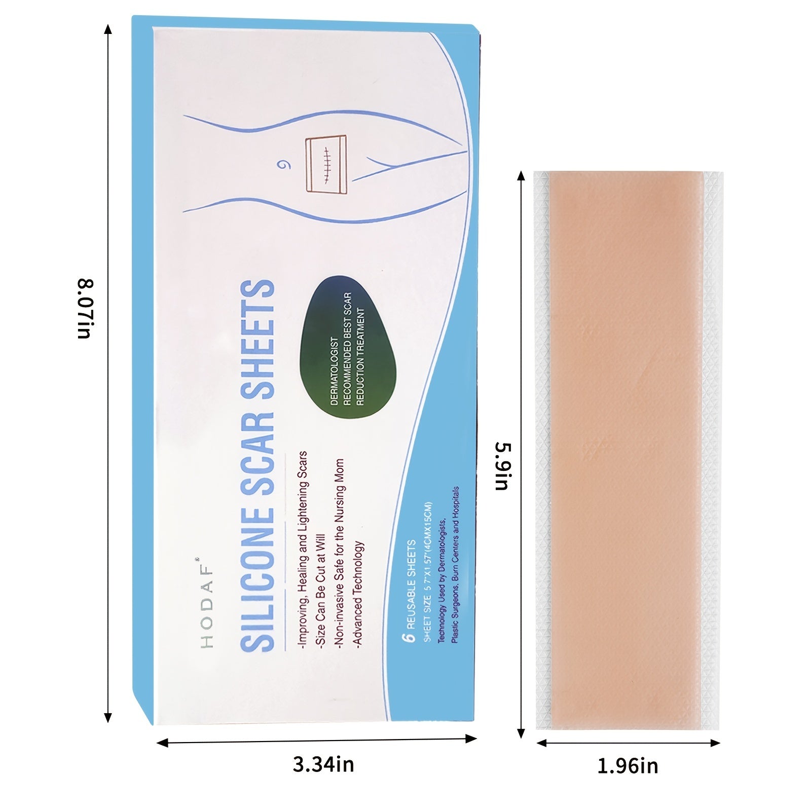 Silicone Scar Sheets 6 Pcs for Old & New Scars