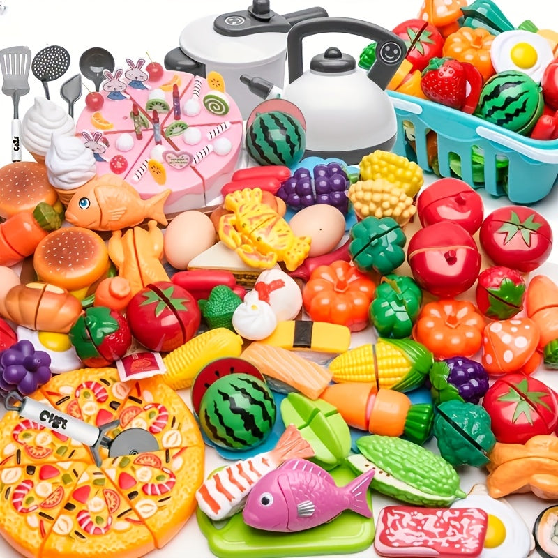Colorful Plastic Fruit and Vegetable Slicer Toy Set for Kids