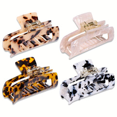 4pcs Hollowed Hair Claw Set Leopard Pattern Hair Clip
