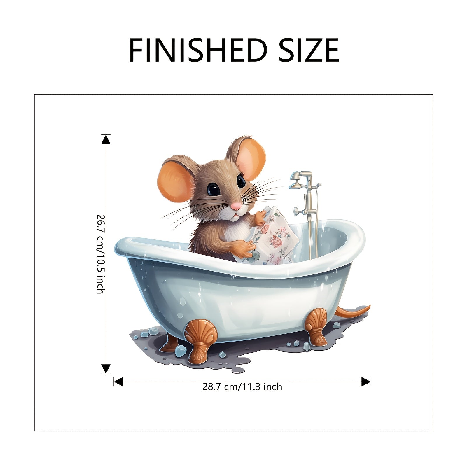 Mouse in Bathtub 3D Wall Sticker