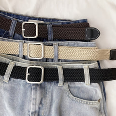 Canvas Elastic Belt Casual Woven Belt Men 4 Colors 2 Sizes