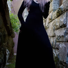  Gothic Dress Women's Solid Long Sleeve Maxi Dress