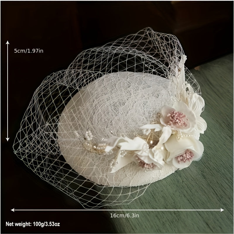 French Style Fascinator Hat Mesh Flower Beret Women