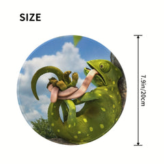 Chameleon Patterned Circular Stitched Edge Mouse Pad - Office Home