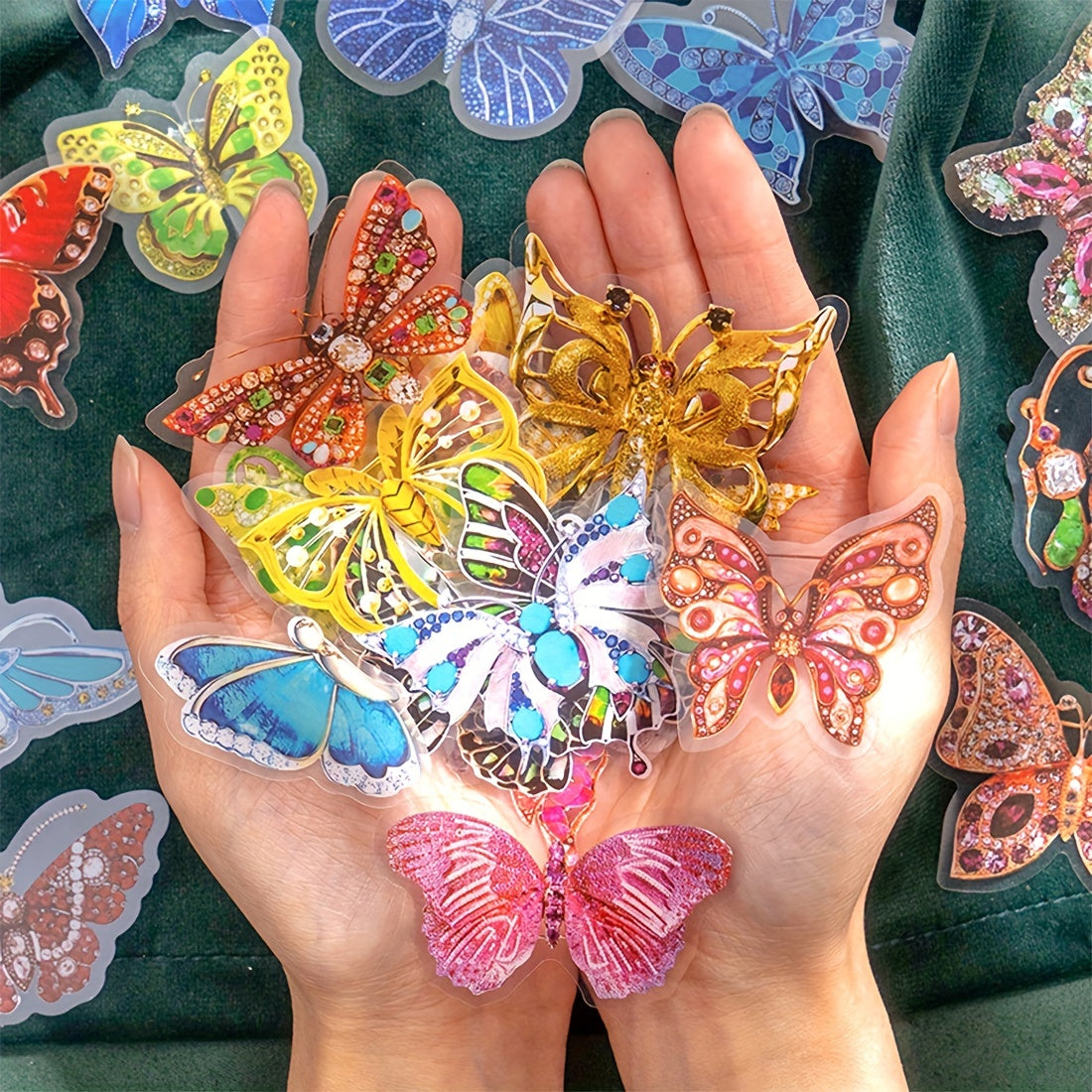 30pcs Crystal Butterfly Stickers for Journaling Scrapbooking Wall Crafts