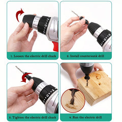 5pcs Woodworking Countersink Drill Bit Set for Pilot Holes 5-12 Size