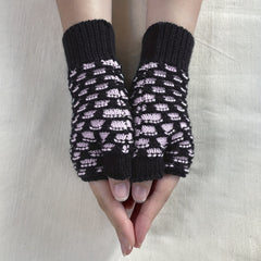 Plaid Fingerless Gloves knitted Wrist Gloves For Women