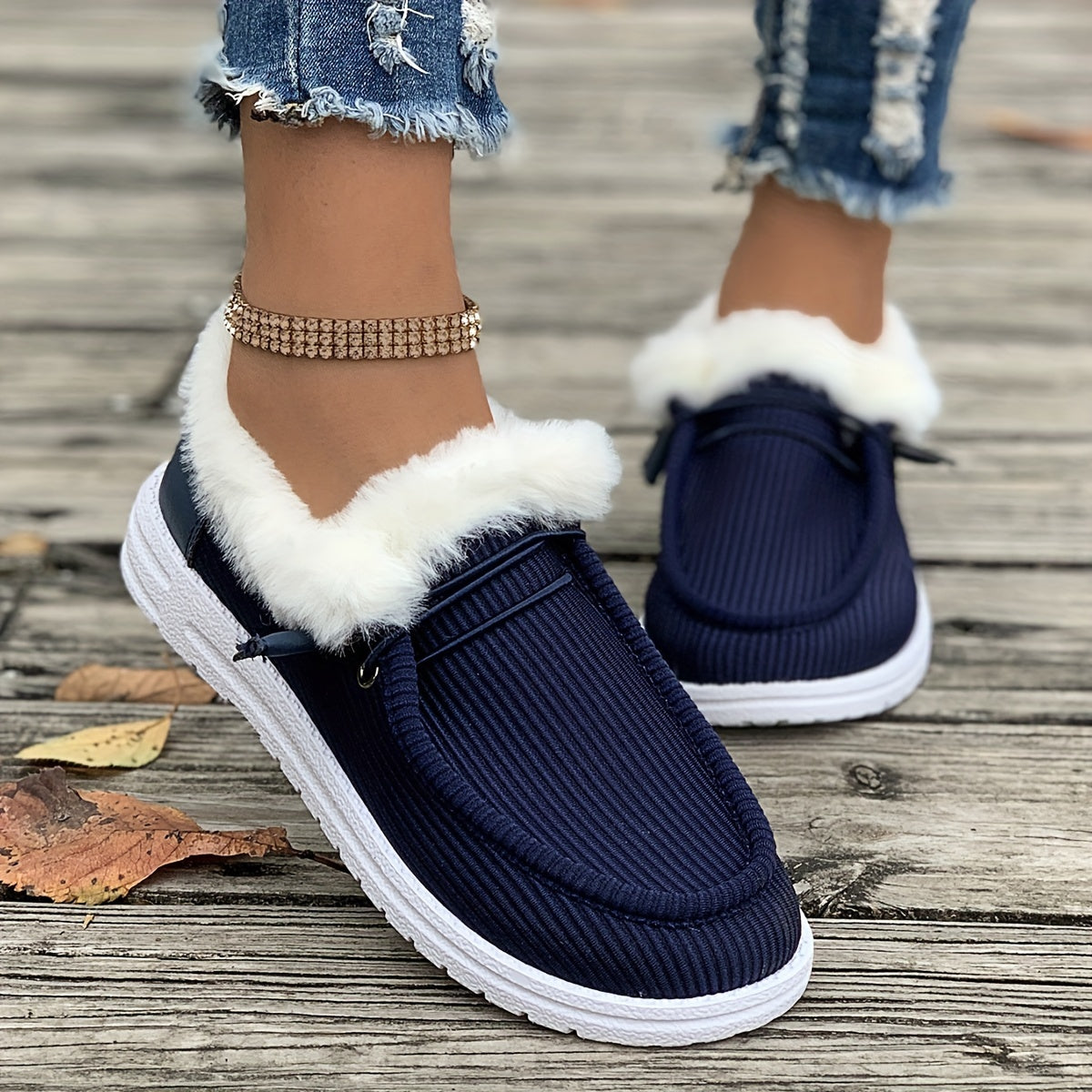 Plush Lined Thermal Furry Snow Boots - Keep Warm Low Cut Snow Shoes