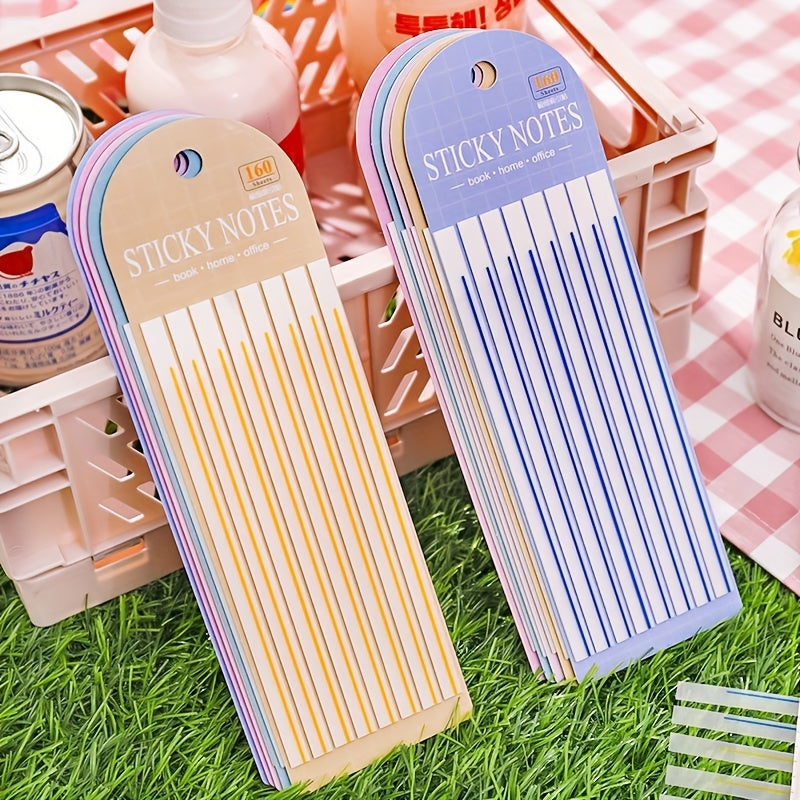 160pcs Long Fine Horizontal Line Sticky Notes Memo Pad Waterproof