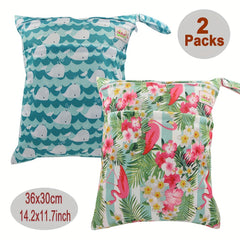 OhBabyKa 2pcs Wet & Dry Bag Waterproof Washable & Reusable 36x30cm