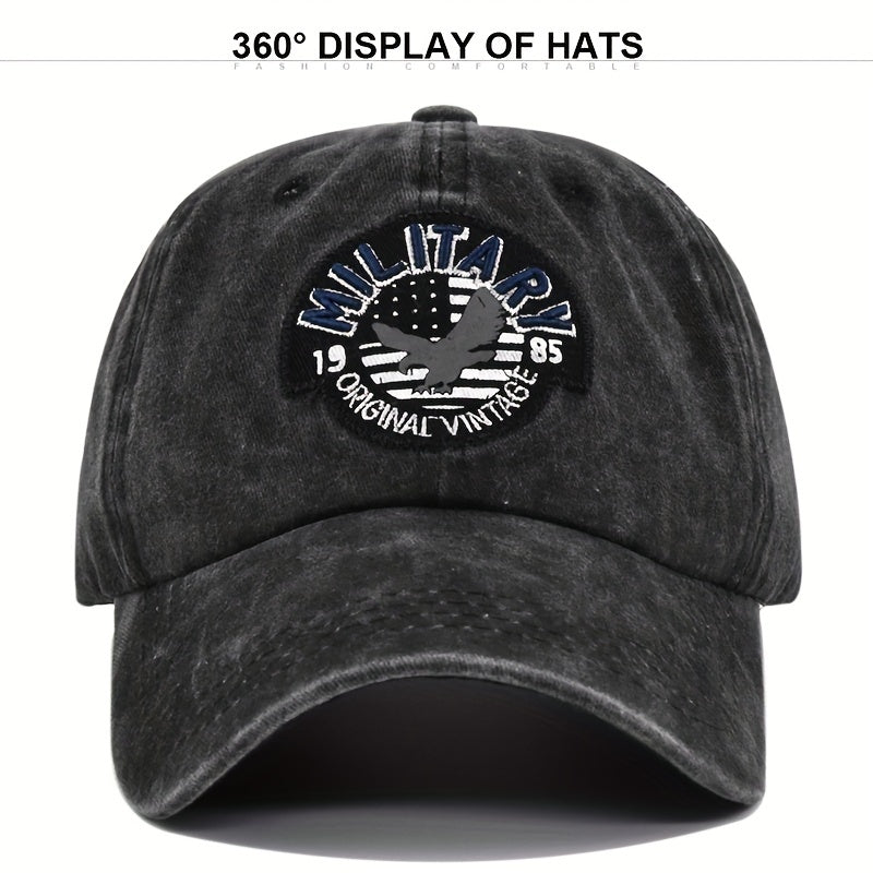 Embroidered Military Baseball Cap American Flag Vintage Duck Cap