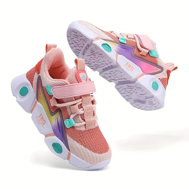 Boy's Knit Running Shoes Hook And Loop Fastener Soft Sole Sneakers