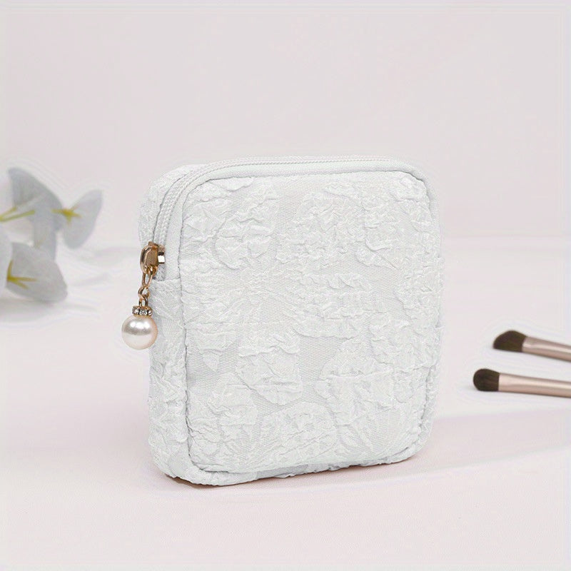 Rose Embossed Powder Makeup Bag Large Capacity Portable Clutch Bag