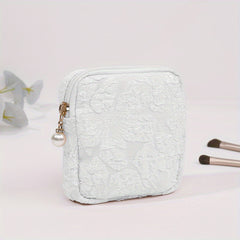 Rose Embossed Powder Makeup Bag Large Capacity Portable Clutch Bag