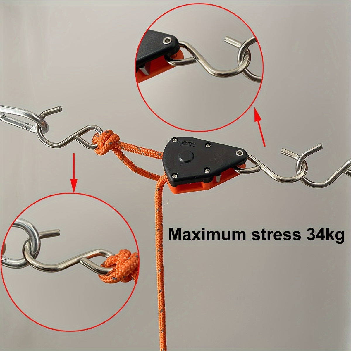 Camping Tent Tie Down Rope Tightener Fastening Pulley Ratchet