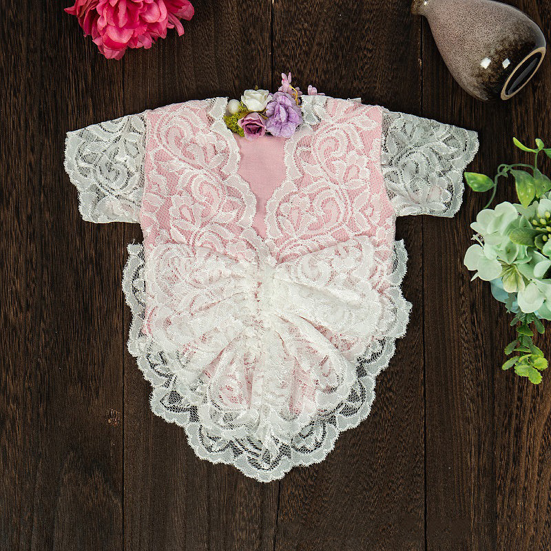 2Pcs Baby Girl Lace Costume Photo Props Newborn Clothes
