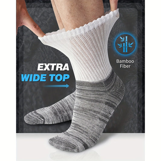 4 Pairs Bamboo Diabetic Ankle Socks Non Binding Top Women Men