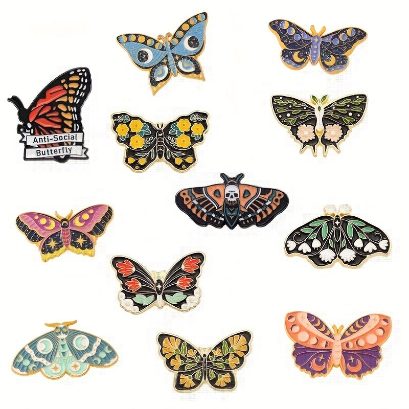 5pcs Butterfly Moth Animal Insect Brooch Pin Lapel Pins For Men