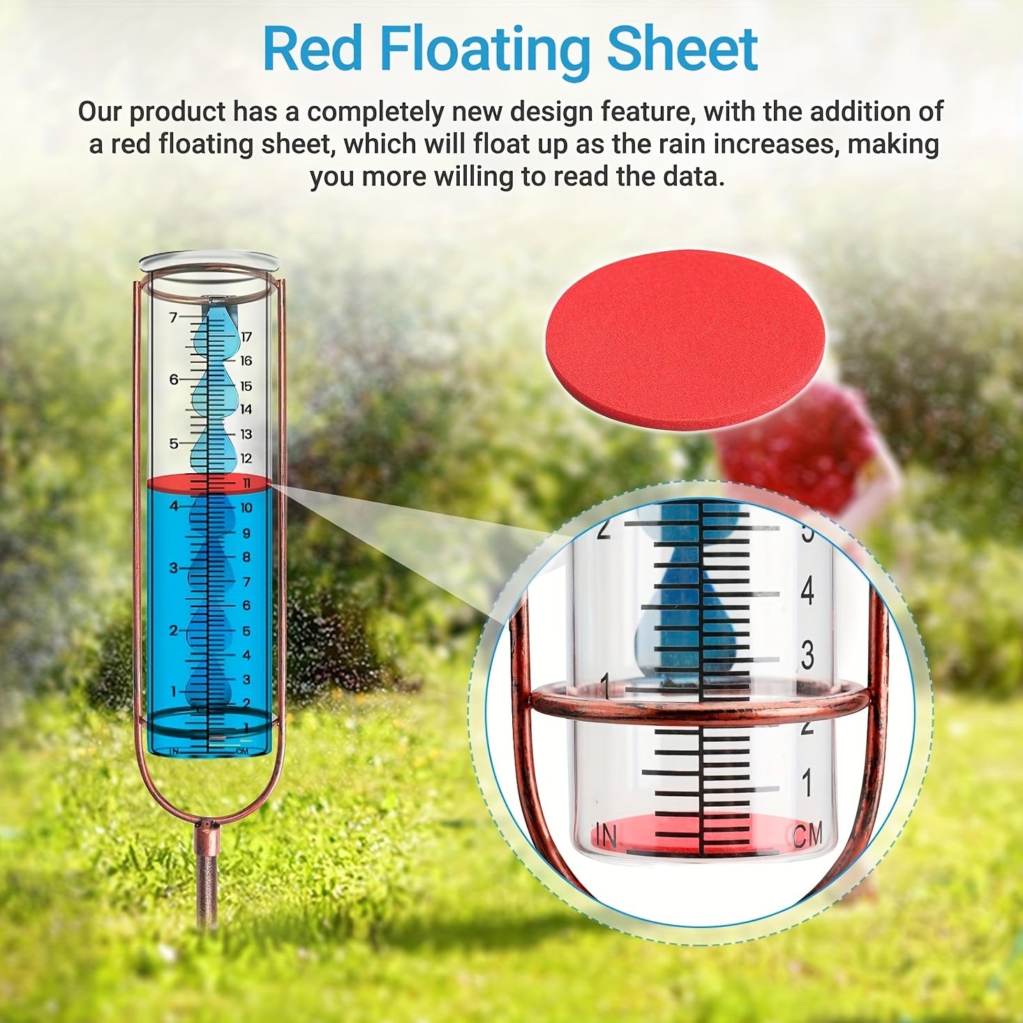 Adjustable Height Frostproof Rain Gauge With Stake