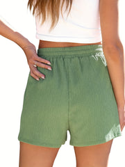  Women's High Rise Stretchy Crinkle Shorts With Pockets