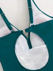  Colorblock Cut Out Back One Piece Swimsuit