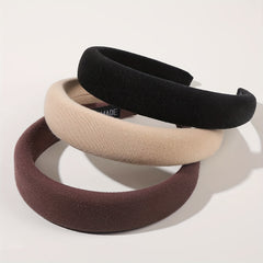 Solid Headband Padded Wide Brim Headdress For Skincare Makeup