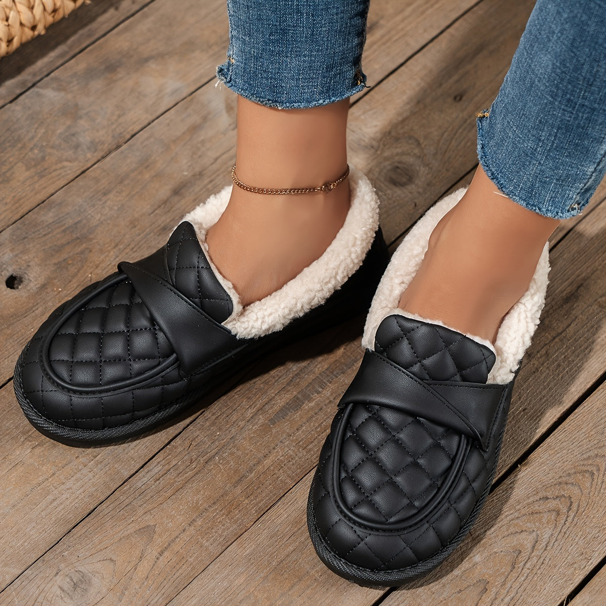 Women's Fleece Flat Loafers Lightweight Shoes