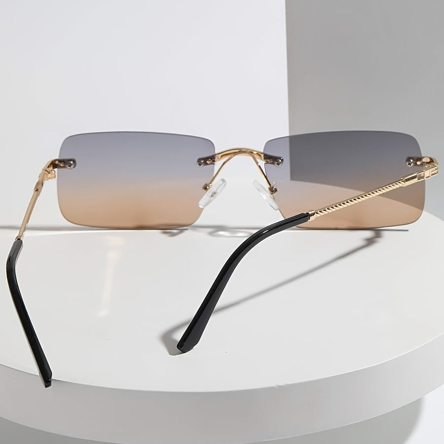 Vintage Rimless Rectangle Frameless Candy Glasses Women Unisex Sunglasses