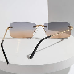 Vintage Rimless Rectangle Frameless Candy Glasses Women Unisex Sunglasses