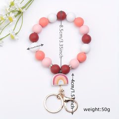 Cartoon Silicone Beaded Bracelet Keychain Decoration